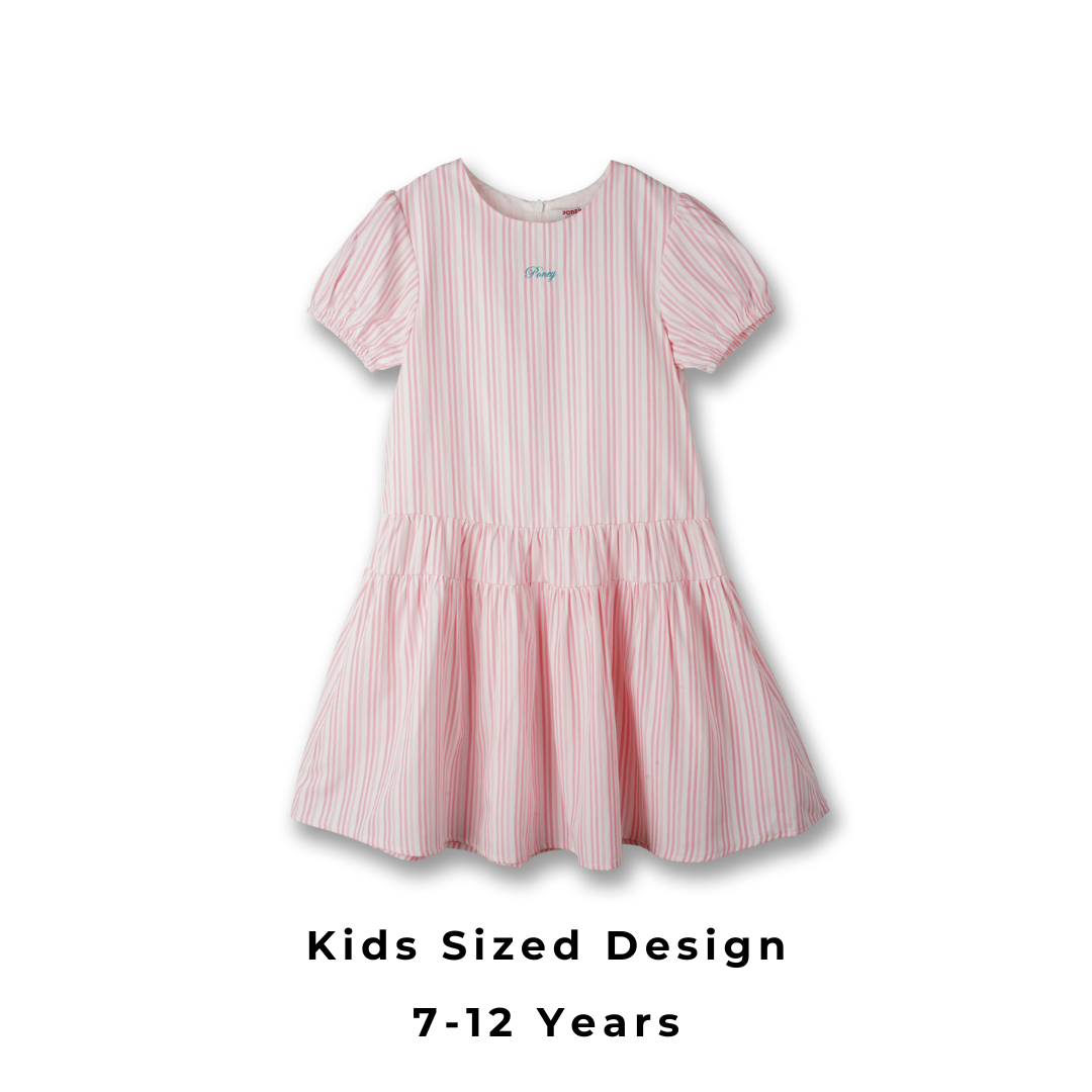 Poney Girls Pink Princess Stripe Sleeveless & Short Sleeve Dress