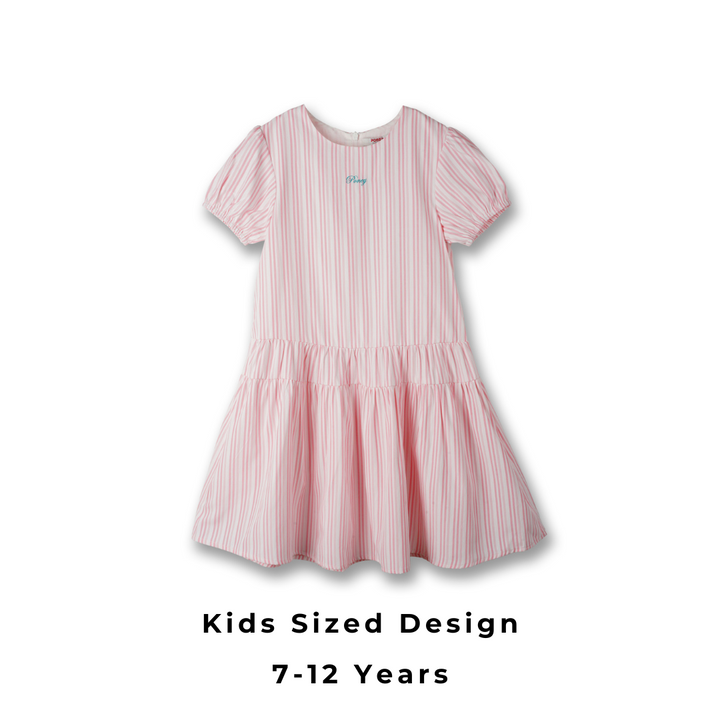 Poney Girls Pink Princess Stripe Sleeveless & Short Sleeve Dress