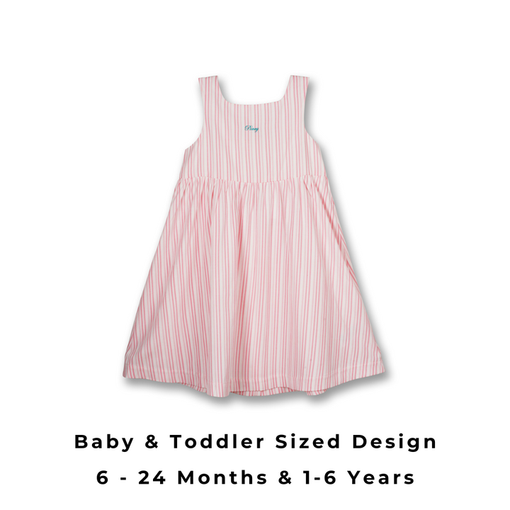 Poney Girls Pink Princess Stripe Sleeveless & Short Sleeve Dress