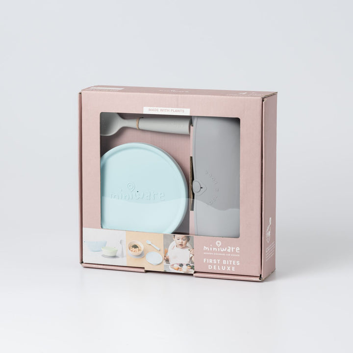 Miniware First Bite Deluxe Set - Aqua/Grey