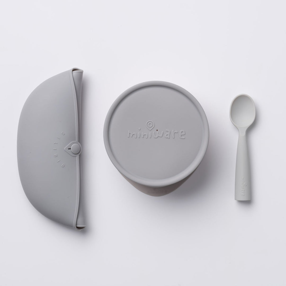 Miniware First Bite Deluxe Set - Aqua/Grey