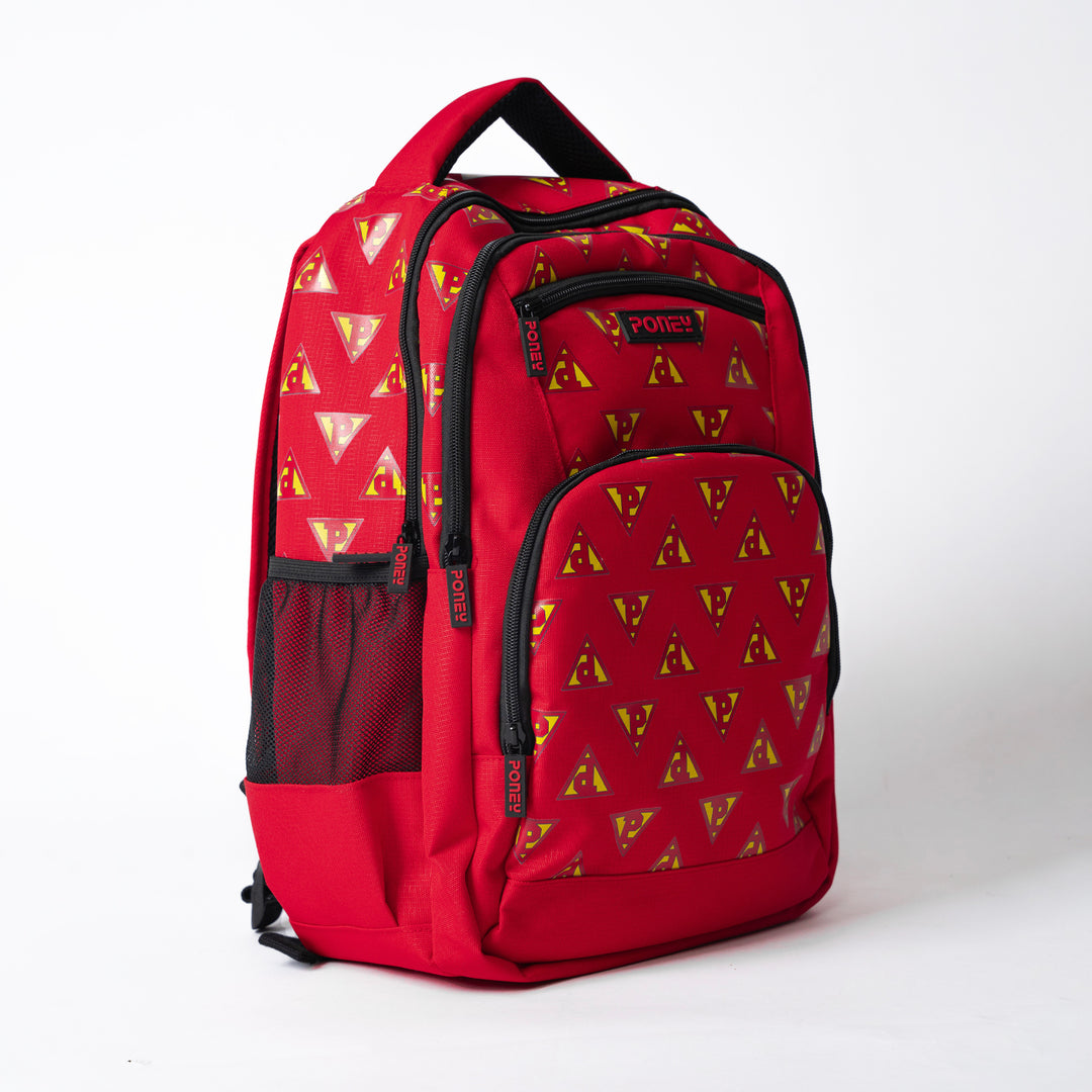 Poney Boys Red Poney Logo Full Print 16'' Backpack Bag KB001