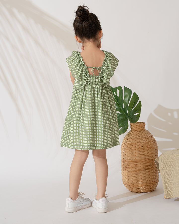 Poney Girls Printed Dress with Back Knot