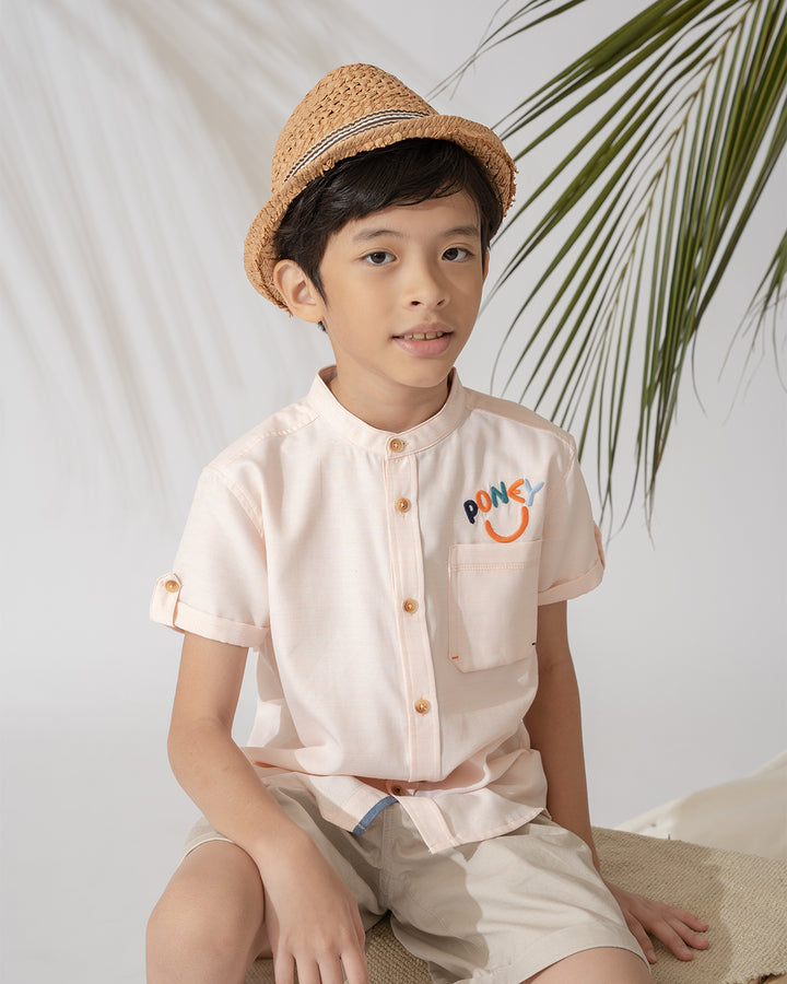 Poney Boys Henley Collar Short Sleeve Shirt
