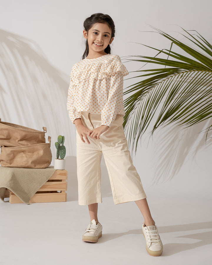 Poney Girls Frills Blouse with Dot Prints