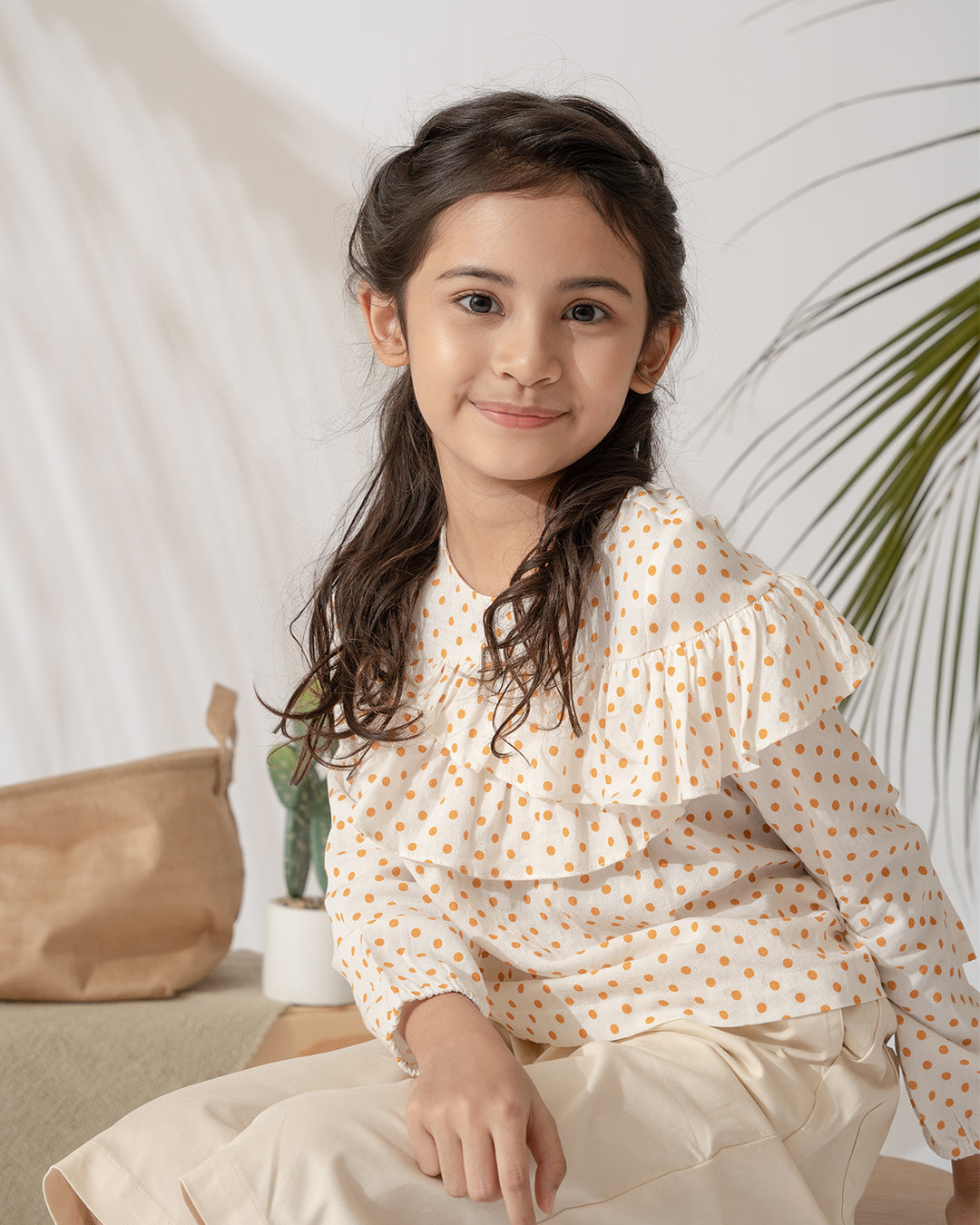 Poney Girls Frills Blouse with Dot Prints