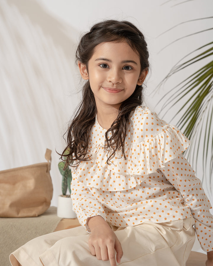 Poney Girls Frills Blouse with Dot Prints