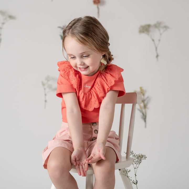Poney Girls Lace Trims Short Sleeve Tee