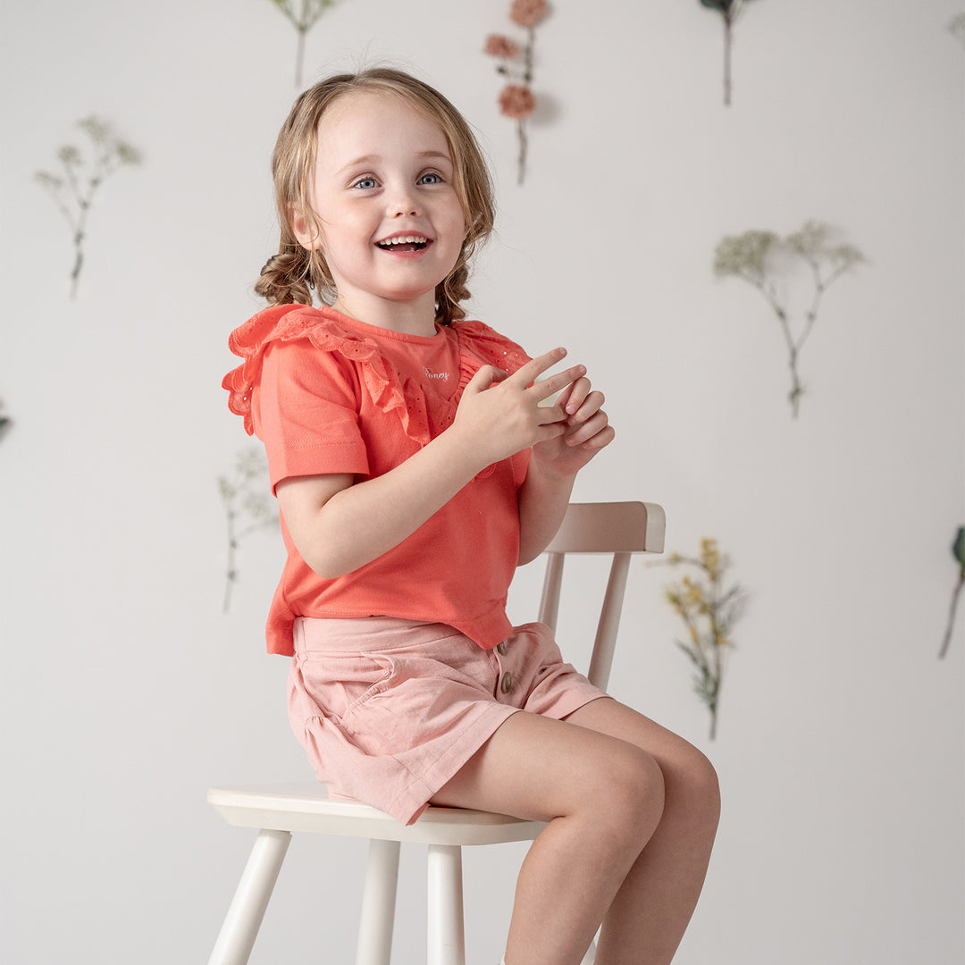 Poney Girls Lace Trims Short Sleeve Tee