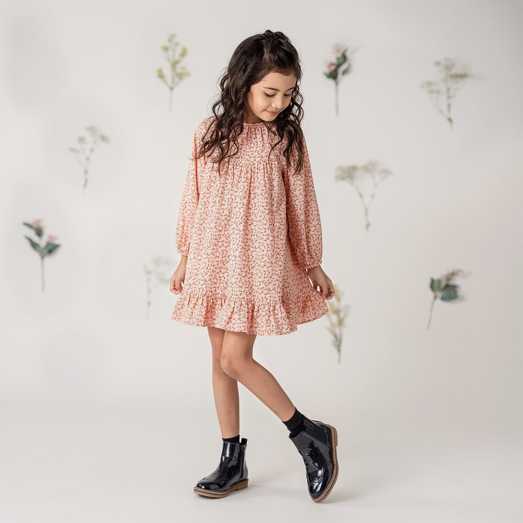 Poney Girls Pink Floral Printed Dress