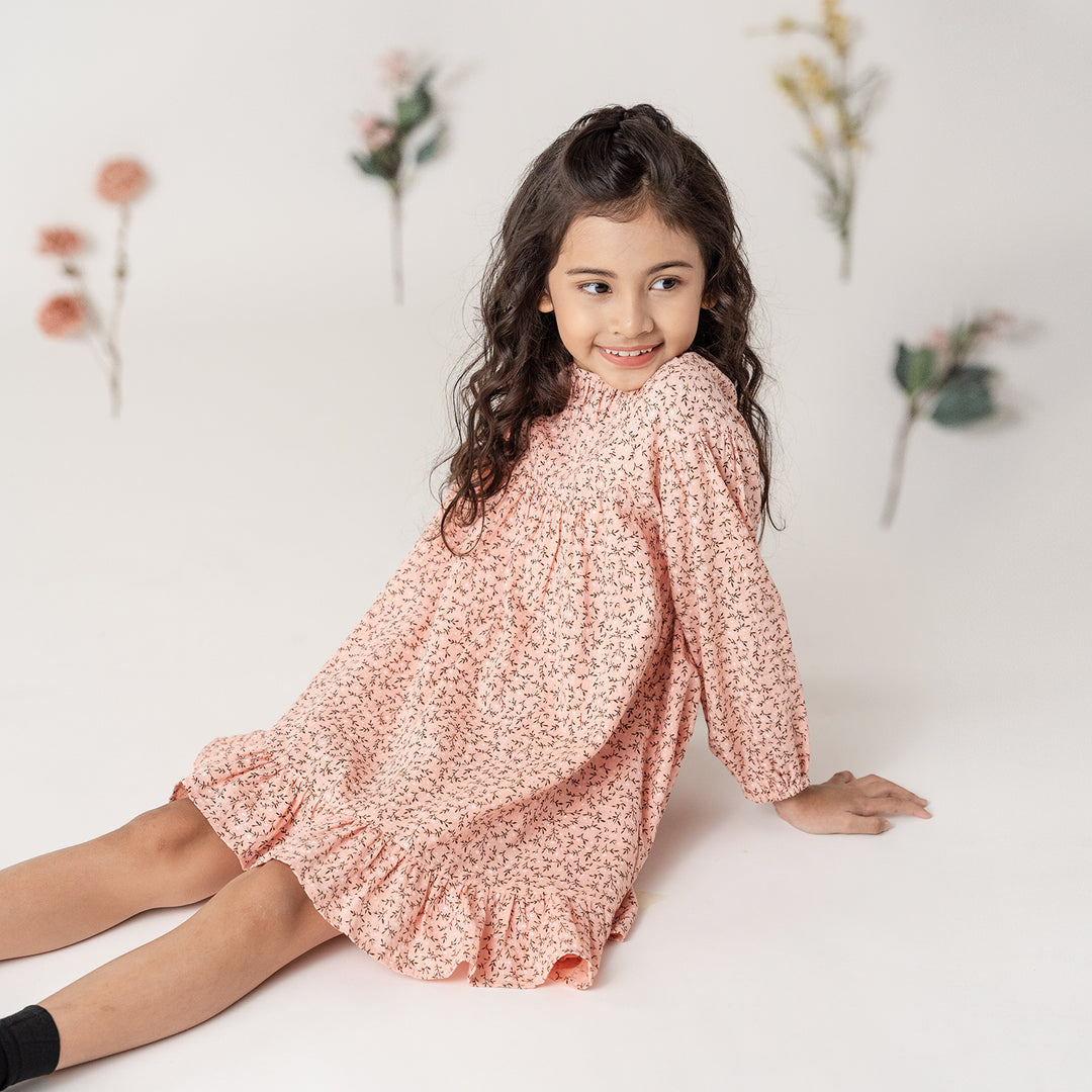 Poney Girls Pink Floral Printed Dress