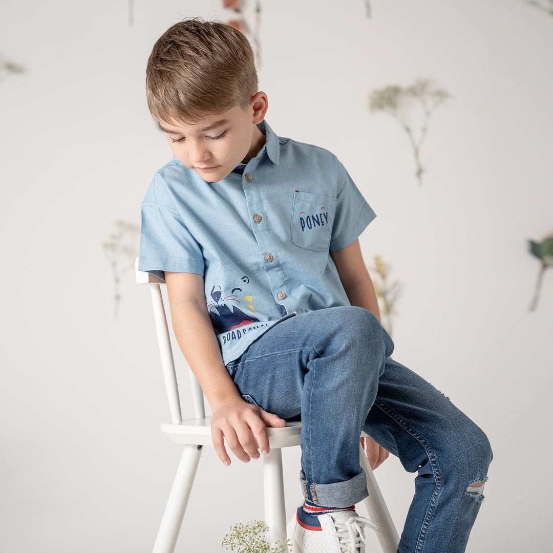 Poney Boys Over-sized Tiger Printing Short Sleeve Shirt