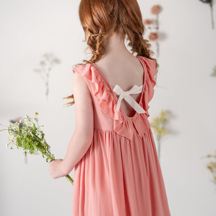 Poney Girls Ruffles Dress with Ribbon
