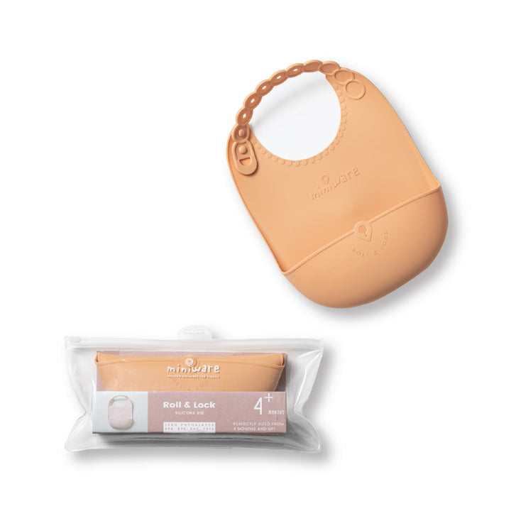Miniware Roll & Lock Silibib (Silicone Bib) - Toffee