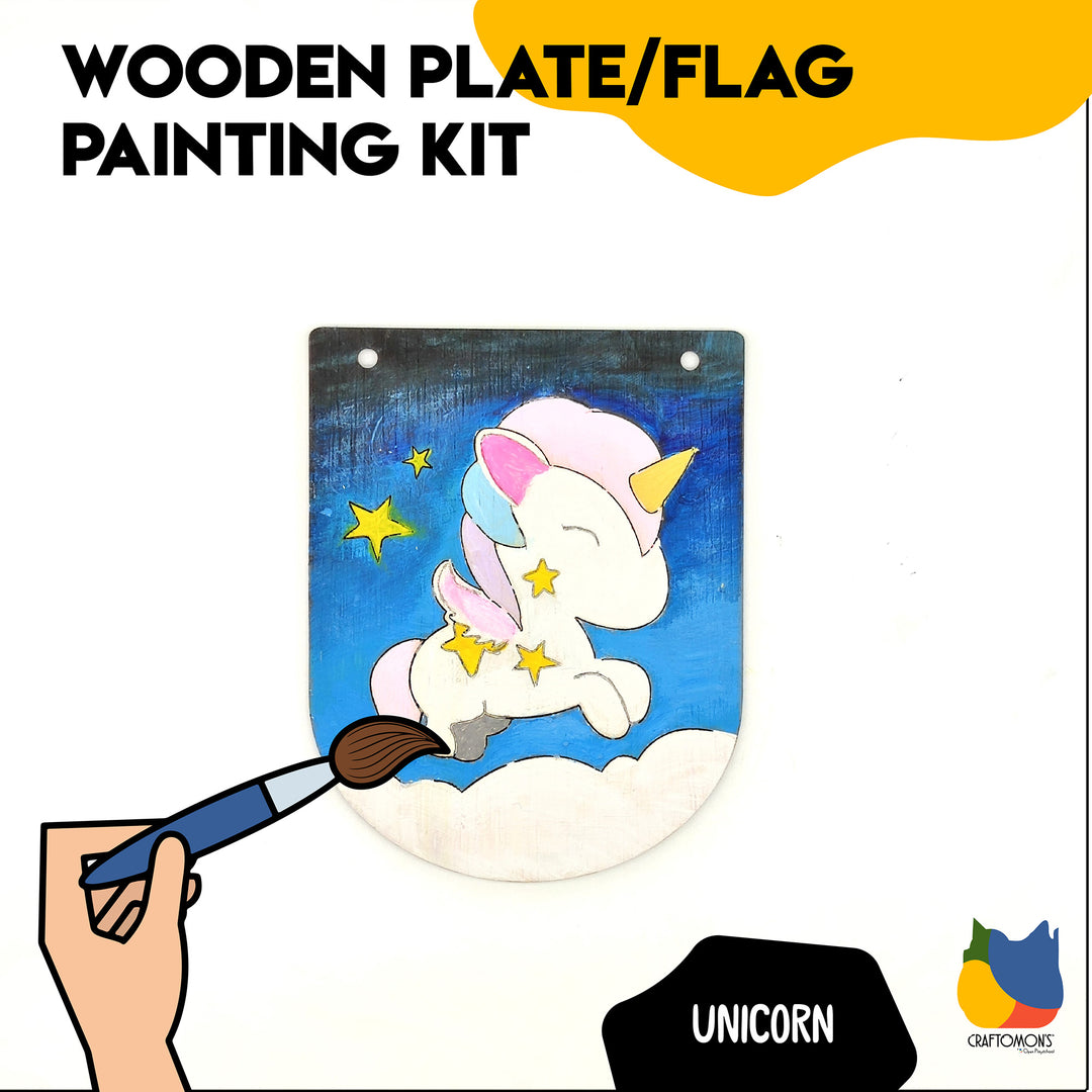 Wooden Plate/Flag Painting Kit (Unicorn)