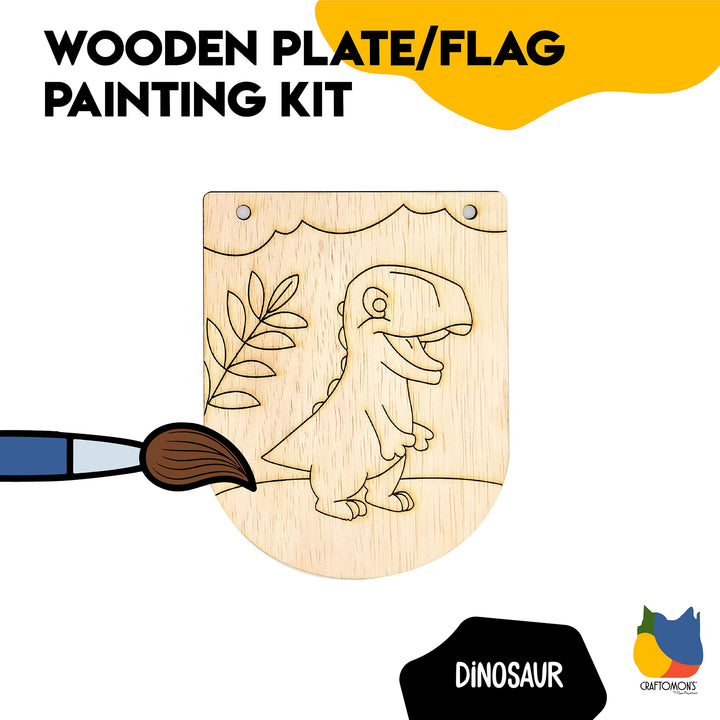 Wooden Plate/Flag Painting Kit (Dinosaur)